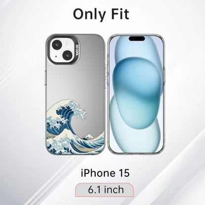 for iPhone 15 Case, TPU, Drop Protection, Waves | Matte Silver Back, Shockproof, Fade-resistant, Anti-yellow, Lens Protection, Precise Cutout, Slim grip, Waves - color: Waves, size: iPhone 15
