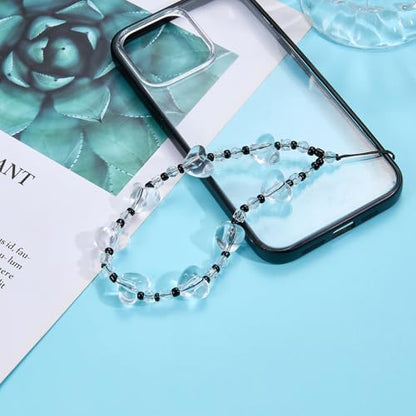 BEEFLYING Beaded Phone Charm Wrist Strap for Case - color: Transparent