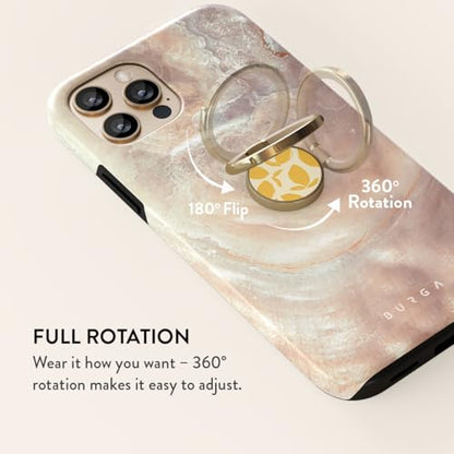 BURGA Cell Phone Ring, Holder Grip and Stand - Finger Phone Grip for Back of Smartphone Case, Kickstand 360 Rotation Ring - color: Lemon Tart, style: Gold