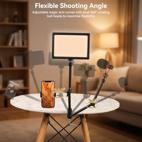 UTEBIT 13'' Magic Arm Camera Mount 360° Rotation 2-Sections Foldable Tabletop Holder with C-Clamp Overhead Camera Mount with 1/4" & 3/8" Screw Hole for DSLR, Digicam, Webcam, Microphone - size: 13 inch
