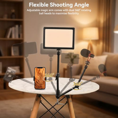 UTEBIT 13'' Magic Arm Camera Mount 360° Rotation 2-Sections Foldable Tabletop Holder with C-Clamp Overhead Camera Mount with 1/4" & 3/8" Screw Hole for DSLR, Digicam, Webcam, Microphone - size: 13 inch