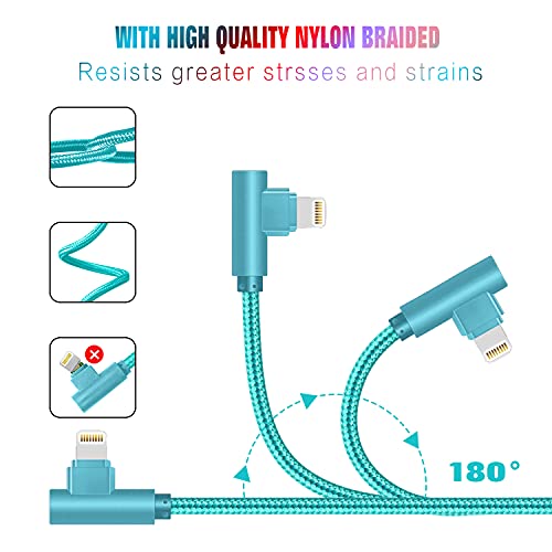 SHUSEL for iPhone Charger Cable USB to Lightning Cable 5Pack 90 Degree 6FT - size: 5colors 6FT