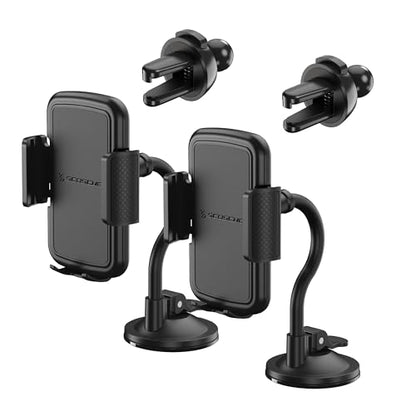 Scosche SUHVWDL-2XCES0 Universal Phone Mount, Rotatable Hands-Free Car Air Vent/Dashboard/Windshield Suction Cup Phone Holder Stand Compatible with iPhone 16/15/14/13/12 Series, Android (Pack of 2) - size: 2 Pack, style: Window / Dash / Console / Vent