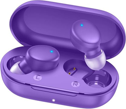 MOZOTER Mini Wireless Earbuds Bluetooth 5.3 in Ear Headphones Headsets - color: Pure Purple