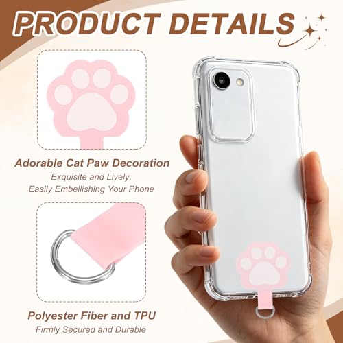 uxcell Phone Tether Tab Universal Cat Paw Phone Lanyard Case Patch Phone - color: Pink