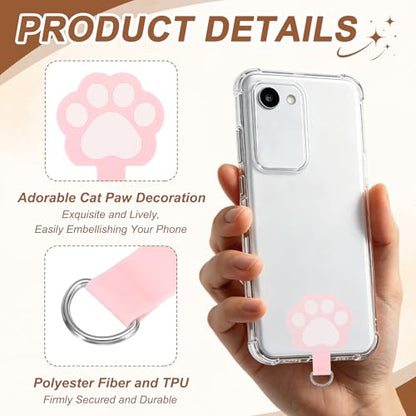 uxcell Phone Tether Tab Universal Cat Paw Phone Lanyard Case Patch Phone - color: Pink