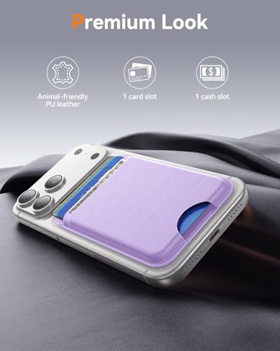 for MagSafe Wallet, 5 Card Holder, Slim Leather Magnetic Wallet for iPhone 17/16/15/14/13/12 Pro Max Plus Air Series, 1 Card Slots & 1 Cash Slot,Purple - color: Purple