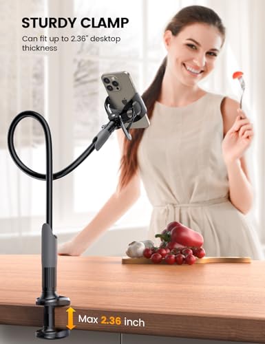Lamicall Gooseneck Bed Phone Holder 33.4" Full Adjustable Flexible Arm - color: Black