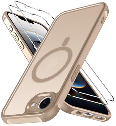 ivoler 3-in-1 Magnetic Case for iPhone 17e/16e 6.1'' with 2 Pack Screen Protector, [MagSafe Compatible] [Military Grade Drop Protection] Slim Translucent Shockproof Phone Cover- Titanium - color: Titanium, size: iPhone 17e/16e 6.1''
