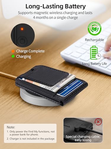 for MagSafe Wallet with Money Clip, Works with Apple Find My, Carbon Fiber - color: Carbon Fiber Find My