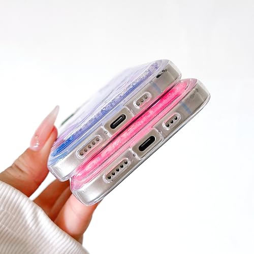 Compatible with iPhone 17 Pro Glitter Butterfly Case Glow in The Dark Women Girls Girly Bling Sparkle Flowing Quicksand Light up Soft TPU Bumper Luminous Clear Phone Cover, Purple - color: Pink, size: iPhone 17