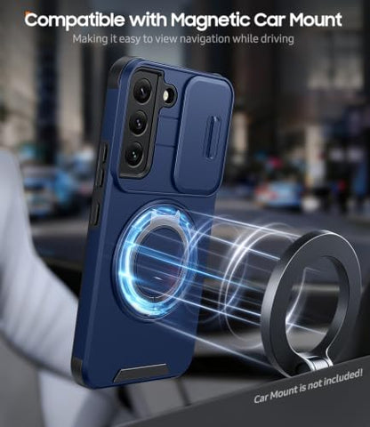 JAME for Samsung Galaxy S22 Case with Ring Stand & Slide Camera Cover Blue - color: Blue, size: Galaxy S22