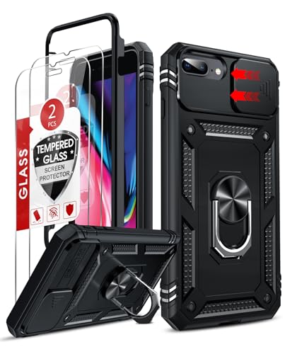 LeYi for iPhone 8 Plus 7 Plus Case Military-Grade Protection & Stand, Black | iPhone 8Plus Phone Case with [2 Packs] Screen Protector, Magnetic Kickstand Funda para i Phone 7Plus Cell Smartphone Unlocked - color: Black, size: iPhone 8Plus/7Plus/6Plus (5.5