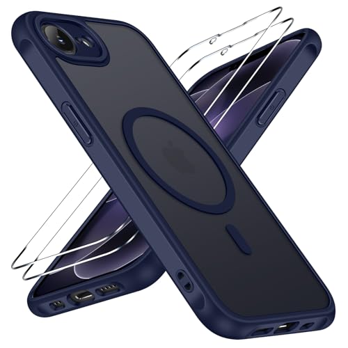 ivoler 3-in-1 Magnetic Case for iPhone 17e/16e 6.1'' with 2 Pack Screen Protector, [MagSafe Compatible] [Military Grade Drop Protection] Slim Translucent Shockproof Phone Cover- Navy Blue - color: Navy Blue, size: iPhone 17e/16e 6.1''