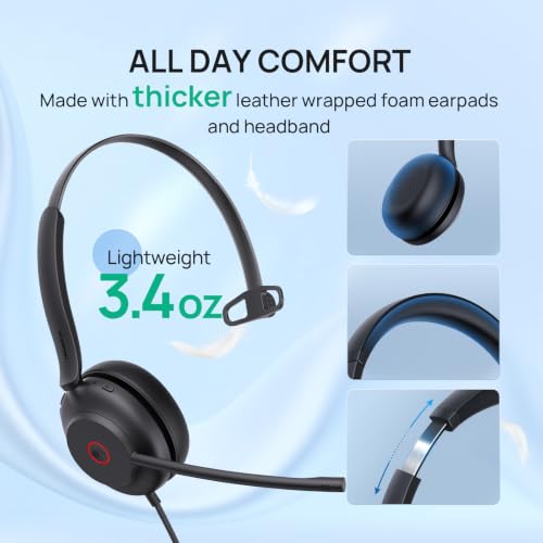 Yealink UH35 Wired Headset, USB-A, AI Noise Canceling Mic,HD Audio, On-Ear - color: USB-A (UC), size: Mono-Ear