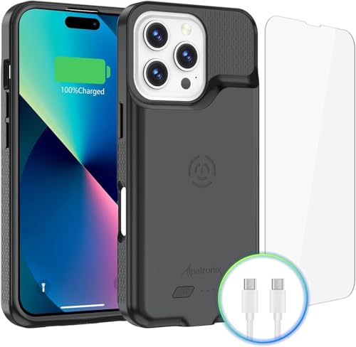Alpatronix Battery Case for iPhone 16 Pro Max, Portable Strong Slim Protective Extended Charger Cover, 15W Fast Charging, High Capacity with Wireless Charging Case (BX16PM) Black - size: Apple iPhone 16 Pro Max (6.9 inch)
