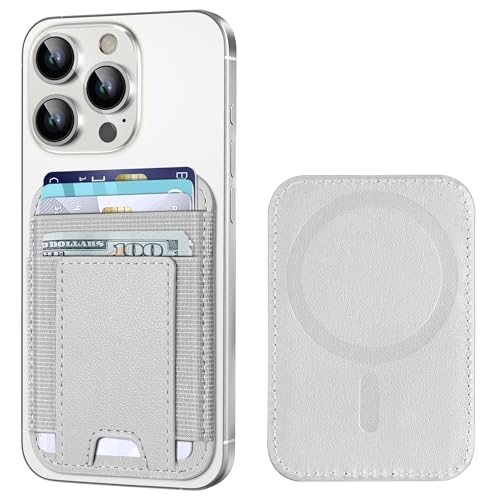 Upgraded for Magsafe Wallet, 7 Card Holder, RFID Blocking, Strongest Magnet | Magnetic Wallet for iPhone 17/16/15/14/13/12 Series, for iPhone Magsafe Wallet with 2 Card Slots, Vegan Leather, Light Gray - color: Light Gray-Upgraded