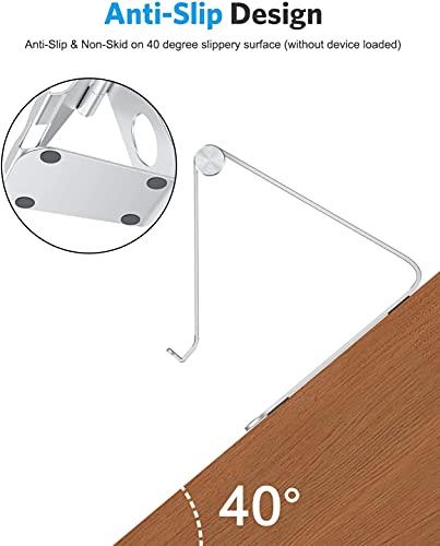OMOTON T1 Adjustable Tablet Stand for Desk, Aluminum Holder for iPad Silver - color: Silver