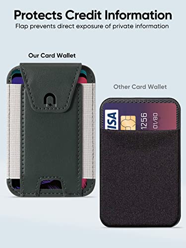 Miroddi for MagSafe Wallet with Privacy Flap, Strongest Magnetic Wallet | 7 Cards Holder, RFID Blocking, Leather Magnetic Phone Wallet for iPhone 17/16/15/14/13/12 Series and Pixel 10 Series - color: Green