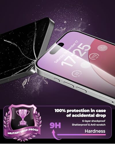 UNBREAKcable Privacy Screen Protector for iPhone 16, Full Coverage Shatterproof Tempered Glass [True 28°Anti Spy] [9H Hardness] [Easy Installation Frame] 2-Pack Private Screen for iPhone 16 - size: iPhone 15/iPhone 16