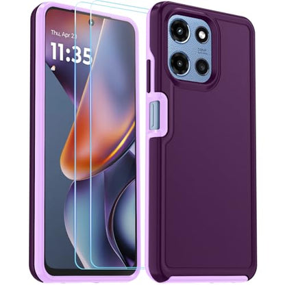 for Motorola Moto G 5G 2025/2026 Case with HD Screen Protector, Moto G Play 2026 Heavy Duty Shockproof Military Grade Full Body Protection Phone Cover (Wine/Pink) - color: Wine/Pink