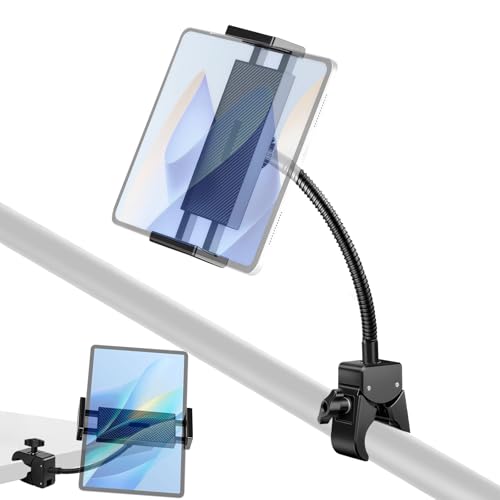 BILIONE Gooseneck Tablet Holder, Clamp on Ipad Stand Floor & Tripod - size: 8 inch Gooseneck
