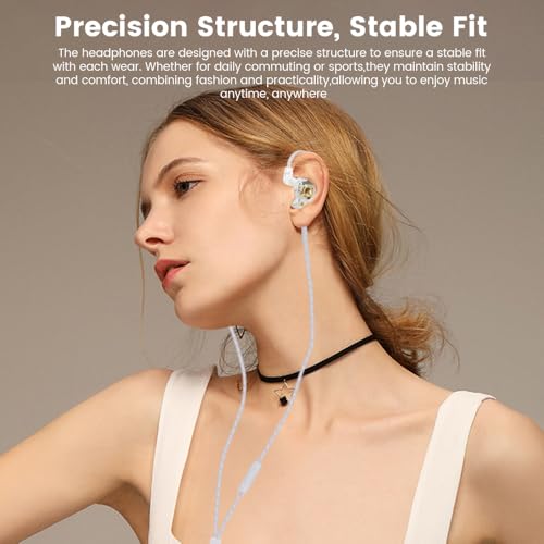 Qkz Ak6 Lucky in Ear Monitor, HiFi Wired Earbuds, Tunable Sound Wired Headphones Gaming Earbuds with 3-Level Adjusting Switch, Detachable Cable for Music Gaming Video Calling (White) - color: White