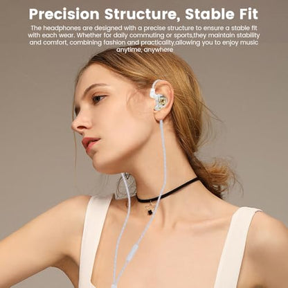 Qkz Ak6 Lucky in Ear Monitor, HiFi Wired Earbuds, Tunable Sound Wired Headphones Gaming Earbuds with 3-Level Adjusting Switch, Detachable Cable for Music Gaming Video Calling (White) - color: White