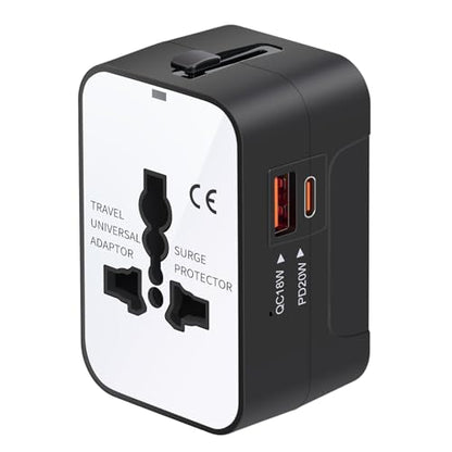 Travel Adapter Fast Charge, GaN Worldwide All in One, White - color: Bright White