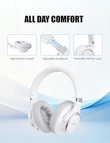 KVIDIO Hybrid Active Noise Cancelling Headphones Over Ear - color: White