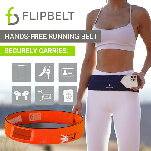 FlipBelt Classic Running Belt, Phone Holder for Running, Money Belt Pouch - color: Neon Punch, size: Small
