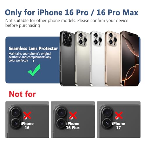TENOC Camera Lens Protector for iPhone 16 Pro & 16 Pro Max, Silver Glitter - size: iPhone 16 Pro/16 Pro Max