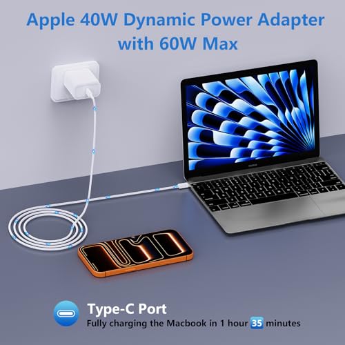 iPhone 18 Pro Max Charger Fast Charging, 2Pack 40W Dynamic Power Adapter with 60W Max Woven 6FT USB-C Cable Data Sync for iPhone 18 Pro/17/Air/16/15 Plus/16/15 Pro Max/iPad Air mini Pro/AirPods Pro - size: 2 Pack