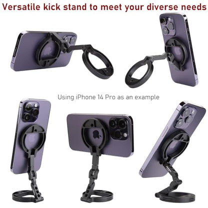 Double Magnetic Ring Phone Holder – Attach to Any Iron Surface | 1/4" Screw Hole | Compatible with iPhone 17/16/15/14/13/12 Pro Max Series & Magnetic Cases (MS-02R)