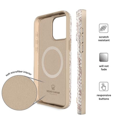 VELVET CAVIAR for iPhone 15 Case Western - Compatible with MagSafe - 10ft Drop Tested - Nude Python Snake Skin - color: Nude Python Snakeskin, size: 15
