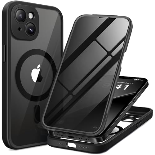 BERFY for iPhone 14 Case, Compatible with MagSafe, Built-in Privacy Screen Protector, Camera Protection, Shockproof Full Body Phone Case 6.1", Clear Black - color: Black, size: For Iphone 14 6.1 Inch