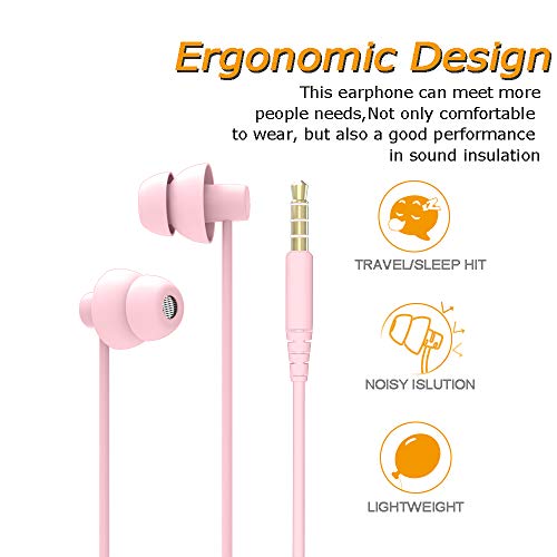 MAXROCK Sleep Earbuds with Soft Silicon Sleeping Headphones, Light Pink - color: Light Pink
