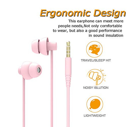 MAXROCK Sleep Earbuds with Soft Silicon Sleeping Headphones, Light Pink - color: Light Pink
