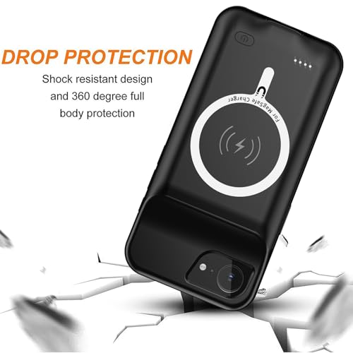 Battery Case for iPhone 16e, Upgraded 10000mAh High Capacity Rechargeable Portable Protective Extended Charger Case, Wireless Charging Compatible with iPhone 16e (6.1 inch) Charging Case & Carplay - size: iPhone 16e (6.1 inch)