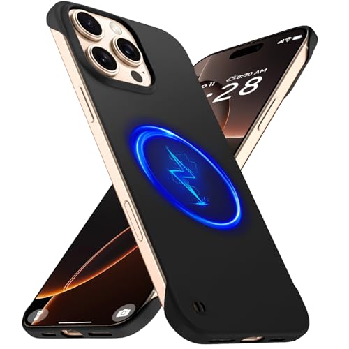 GRECAZO Magnetic Slim Frameless Case for iPhone 16 Pro Max, Black | Compatible with MagSafe, Soft-Touch Matte Hard PC Cover, Ultra Thin Lightweight Minimalist, Pull Ring Lanyard, 6.9 Inch - color: Black, size: iPhone 16 Pro Max