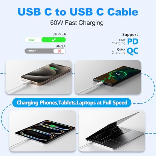 USB C Cable 10 FT 2-Pack,Data Transfer and Fast Charging Cable - size: 10FT+10FT