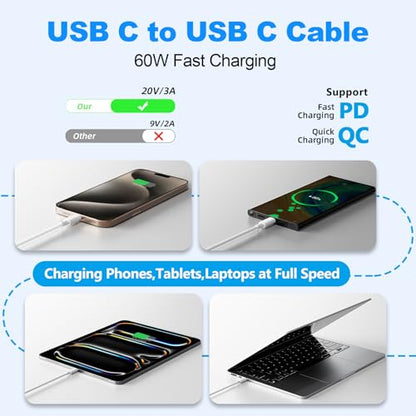 USB C Cable 10 FT 2-Pack,Data Transfer and Fast Charging Cable - size: 10FT+10FT