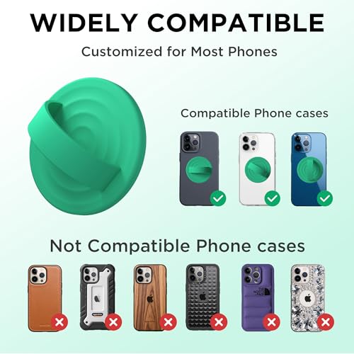 Magnetic Phone Grip for MagSafe, Silicone Ring Grip, Emerald Green - color: Emerald Green
