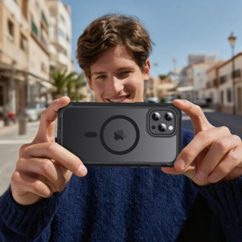jaroco Magnetic for iPhone 12 Pro Max Case Heavy Duty Protection Black | Compatible with MagSafe,Military Grade Drop Protection,Translucent Matte,Non-Slip,Shockproof 2-Layer Durable Bumper Case - color: Black, size: iPhone 12 Pro Max