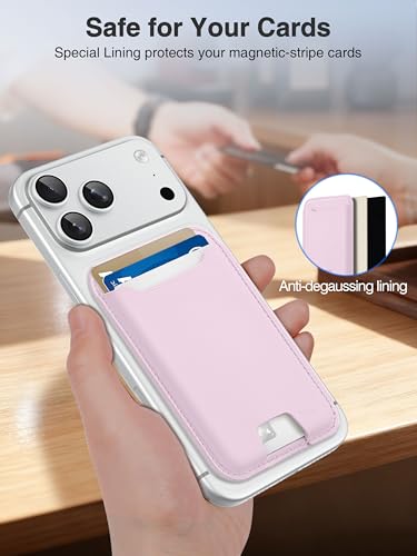 TopMade for MagSafe Wallet, Strongest Magnetic Phone Wallet, 4 Cards Holder - color: Pink