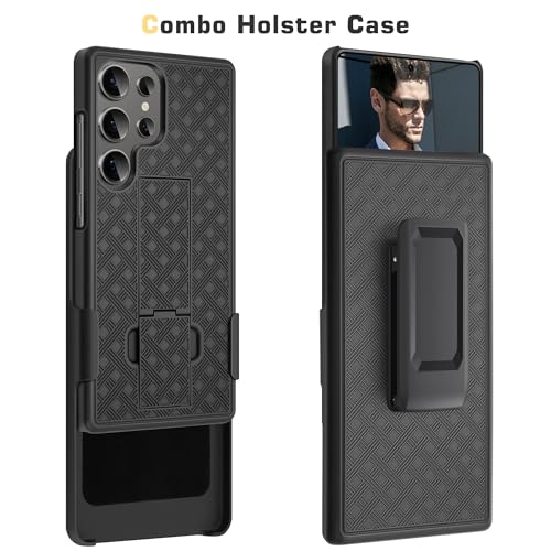 Fingic for Samsung Galaxy S25 Ultra Case with Belt Clip Holster Kickstand | Slim Combo Shell with Swivel Holster Rugged Shockproof Antiscratch Full Body Protective for Galaxy S25 Ultra 6.9" 2025,Black - size: For Samsung Galaxy S25 Ultra(6.9 inch 2025）