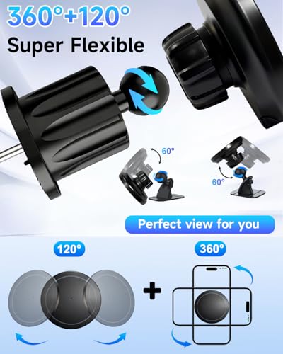 for MagSafe Car Mount Charger 15W Fast Magnetic Wireless Car Charger Holder - color: Black with Dashboard