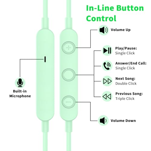 USB C Headphones Wired Earbuds for iPhone 18 Pro Max 17 16 15,Green - color: Green