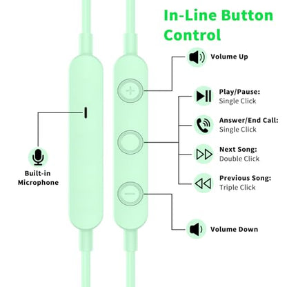 USB C Headphones Wired Earbuds for iPhone 18 Pro Max 17 16 15,Green - color: Green