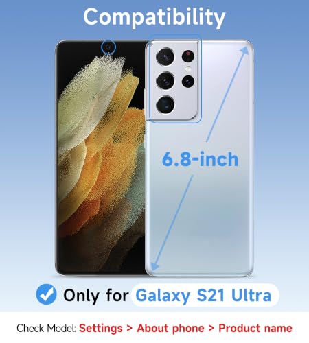 USLAI Case for Samsung Galaxy S21 Ultra, Anti-Yellowing, Crystal Clear Back, Shockproof & Military‑Grade Drop Protection - Transparent - color: Clear, size: Galaxy S21 Ultra